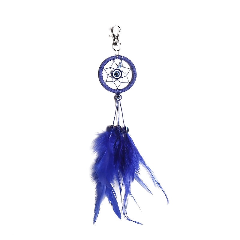 Bohemian Dream Catcher Keychain with Feather and Evil Eye Charm|Accessories & Keychains