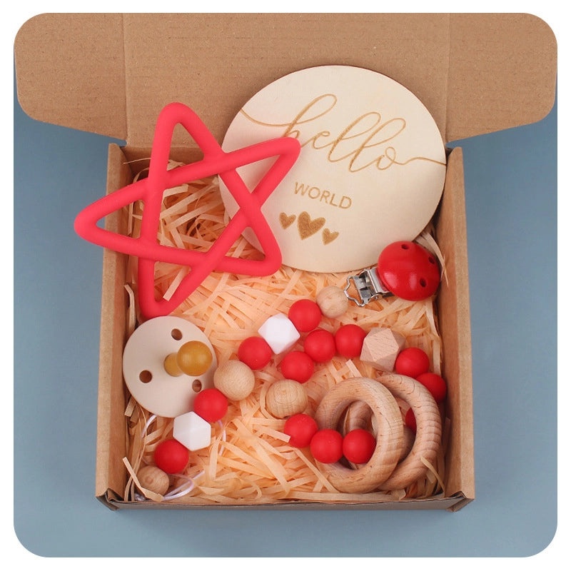 Adorable Pentagram Beech Wood Silicone Baby Teething Toy | Baby Teething Accessories