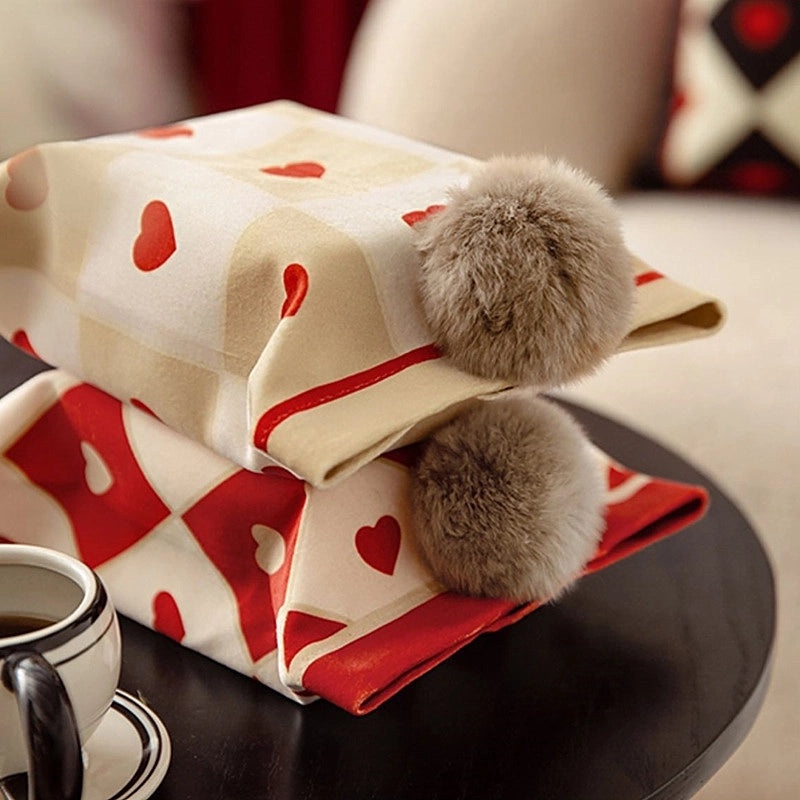 Plush Heart-Shaped Tissue Box Holder Minimalist Home Decor|Home Decor