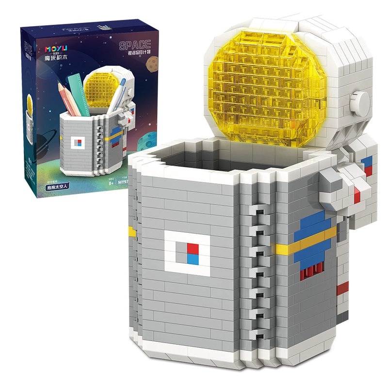 Glowing Astronaut Pen Holder for Students | Educational Desk Accessories
