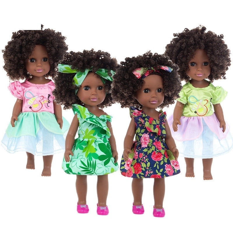 African Black Baby Doll 35cm Vinyl Toy with Explosive Head Dressing|Toys & Baby Dolls