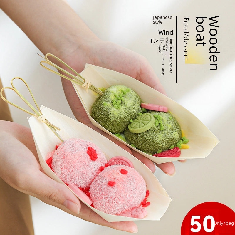 一次性木质寿司船餐盒 创意木质餐具 便携零食盘 刺身托盘 | 餐具与餐盒