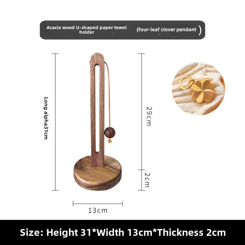 Solid Wood Kitchen Tissue Holder Punch-free Roll Paper Storage Rack Vertical Organizer for Plastic Wrap Fresh-Keeping Bags|Kitchen Storage & Orga