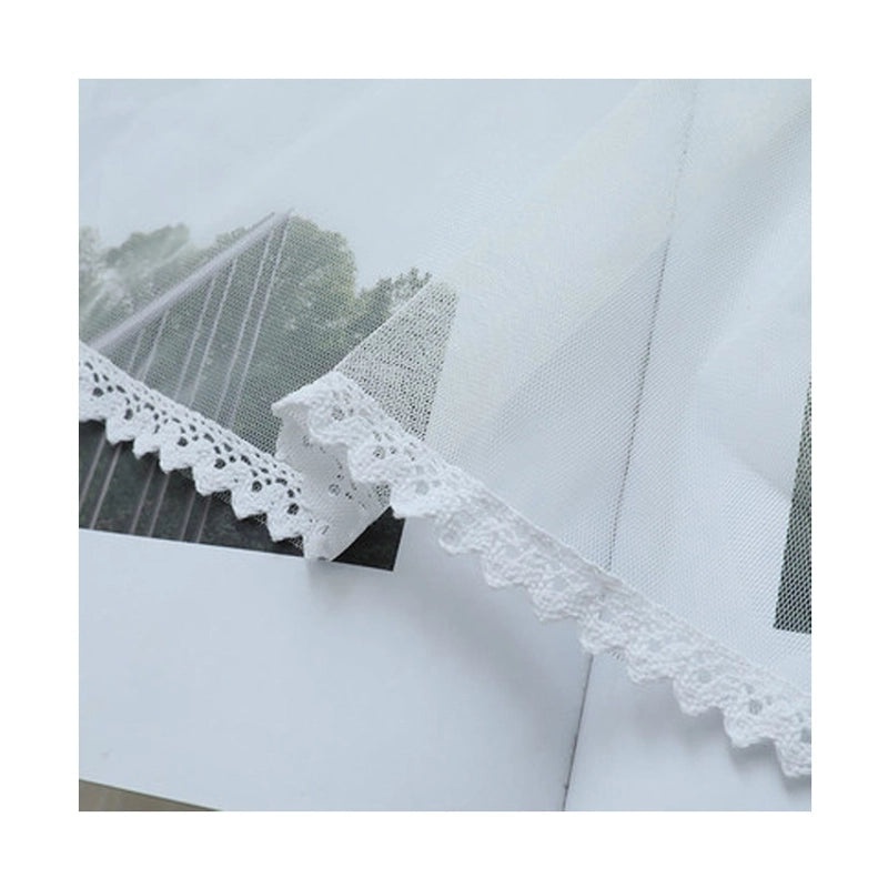 Lace Short Kitchen Curtain with Decorative Grid Pattern | Home Decor Curtains