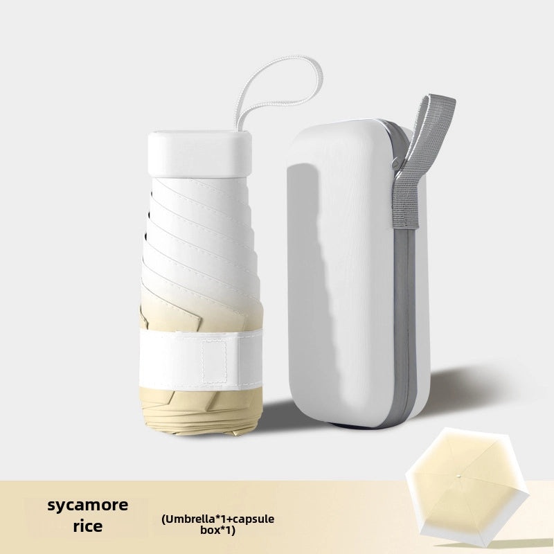 Compact Five-Fold UV Sunscreen Mini Umbrella for Women | Sun Protection & Rain Use | Portable Thickened Flat Umbrella | Women's Accessories