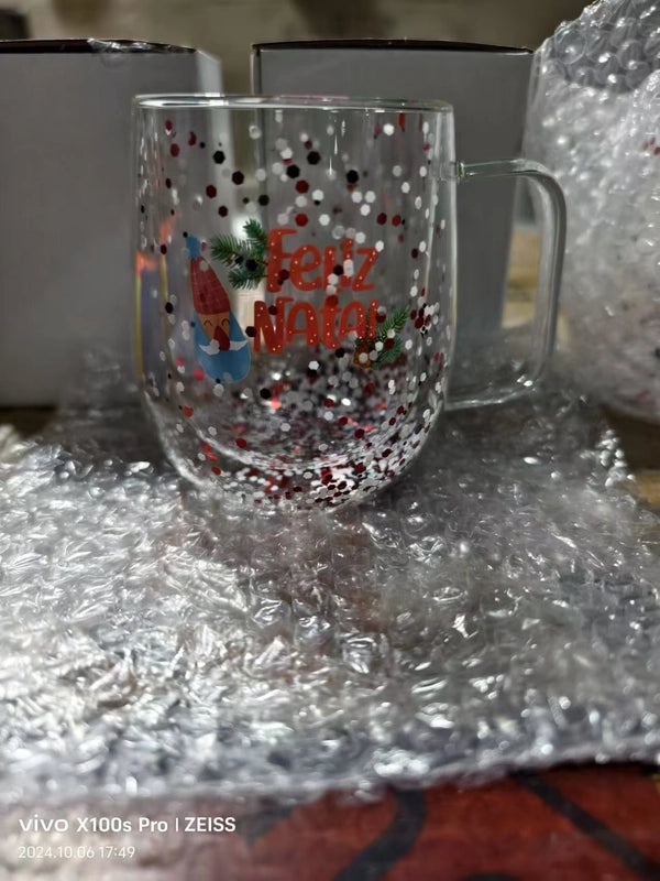 Christmas Cartoon Borosilicate Glass Water Bottle Casual Vacation Style | Drinkware & Water Bottles