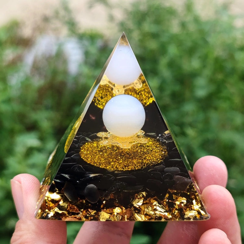 Pyramid Resin Crystal Ball with Decorative Pyramid Gravel | Home Decor & Accessories