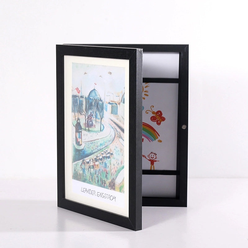 Wooden Magnetic Flip Photo Frame with Storage for Kids' Art and Pictures | Photo Frames & Displays