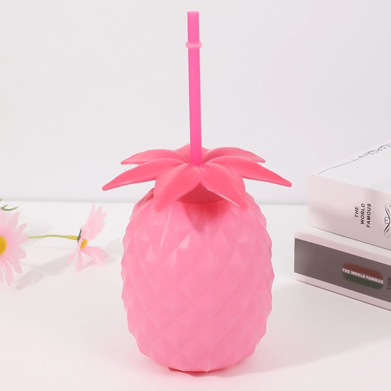 自有工厂PP塑料水果造型饮料杯菠萝吸管杯儿童一次性饮料杯|儿童饮料杯