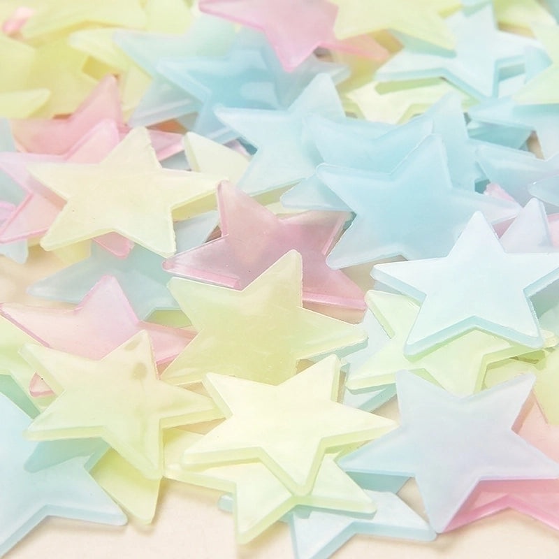 3cm Glow in the Dark Star Stickers Bulk Pack 100pcs | Kids Room Decor