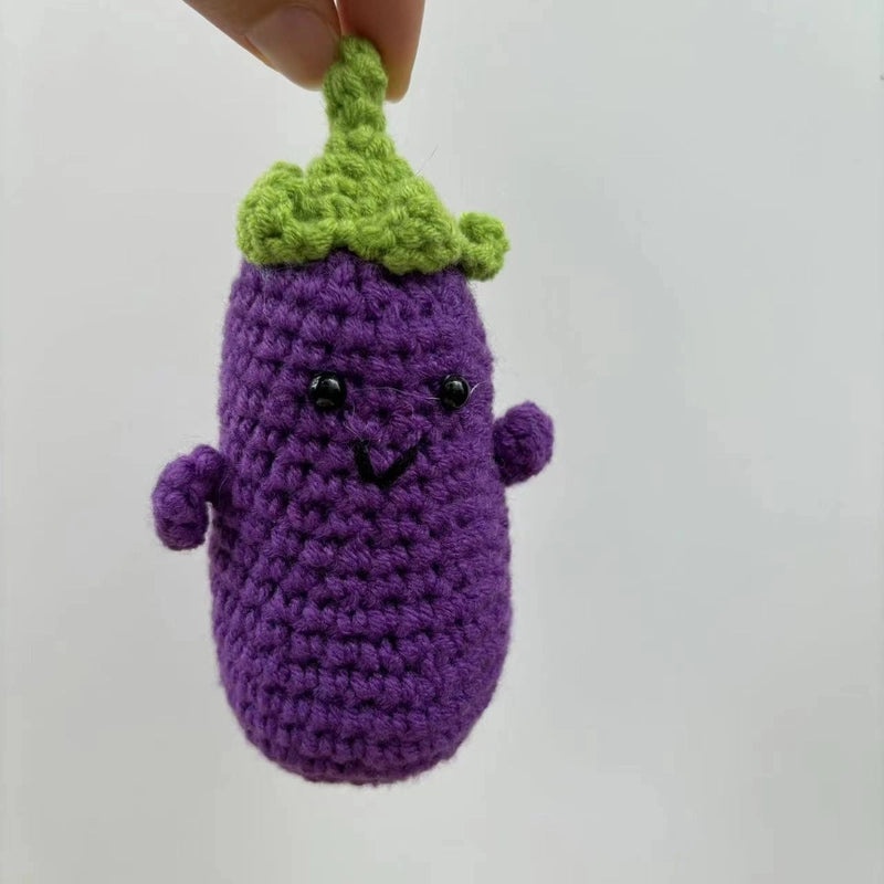 Handmade Wool Crocheted Cucumber Potato Doll Cute Funny Facial Expression Bag|Fashion Accessories