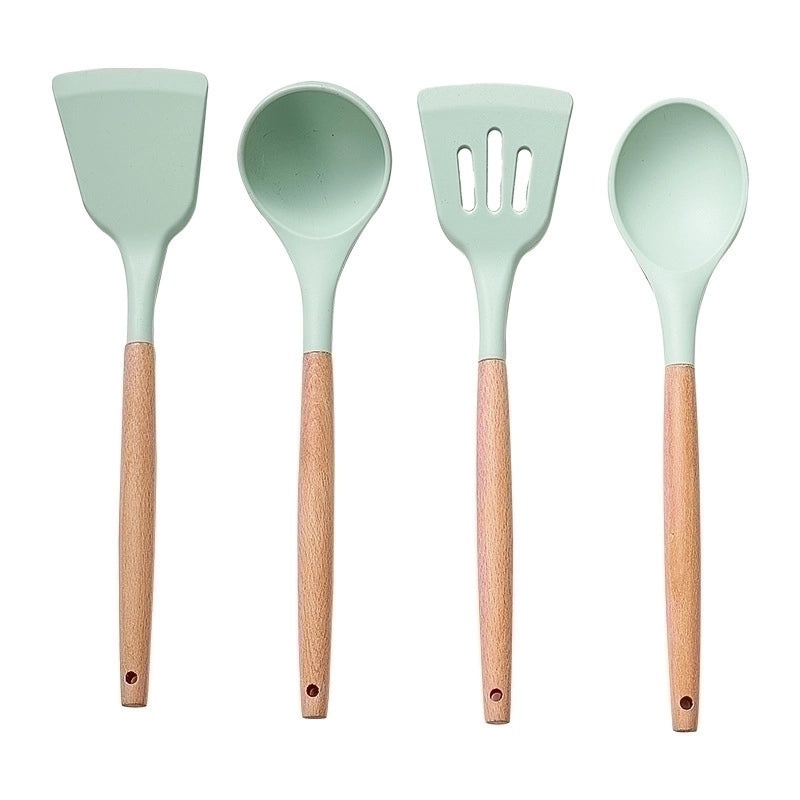 Minimalist Solid Color Wooden and Silicone Kitchen Tools|Kitchenware & Utensils