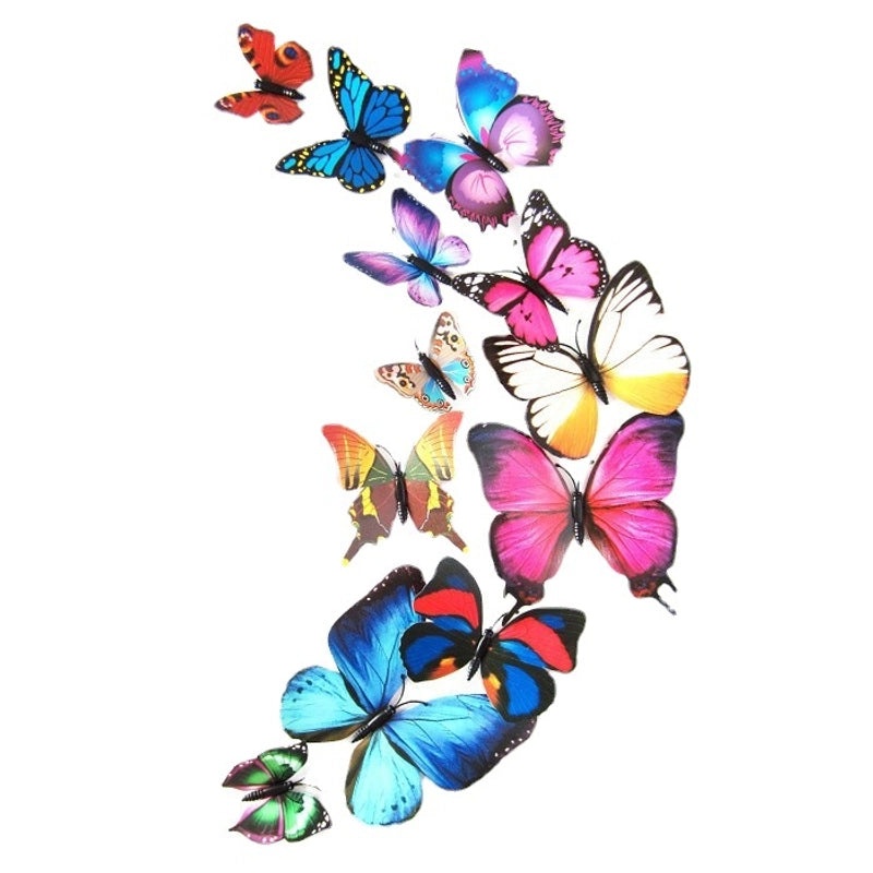 3D Butterfly Wall Stickers for Curtains and Fridges, 12 Sets Decorative Decals for Living Room, Mall, Wedding Room|Home Decor Wall Stickers