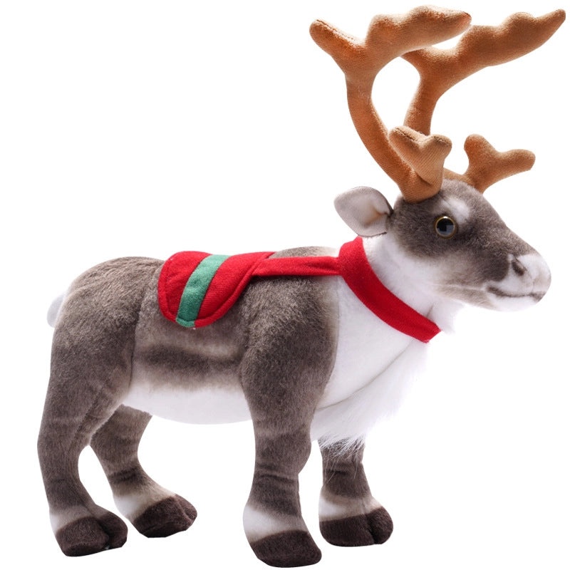 Simulation Reindeer Plush Toy Standing Elk Fawn Doll Christmas Decoration for Kids and Gifts|Christmas Decorations