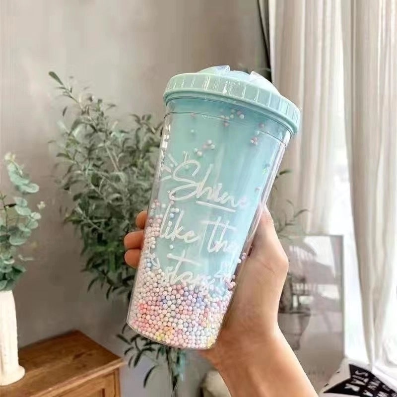 Pastoral Style Cute Letter Print Plastic Water Bottle 1 Pc|Home & Kitchen - Drinkware