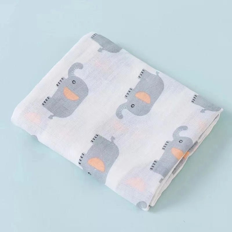 Double-layer Cotton Gauze Baby Swaddle Blanket Printed Bath Towel Sunshade Cart Cover|Baby Care Accessories