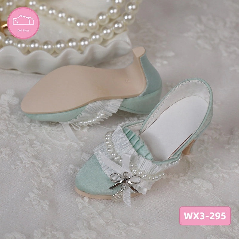 Multicolor High Heel Pearl Shoes for BJD Baby Doll SD Figures Metal Bow Pointed Fashion Baby Shoes|Doll Accessories