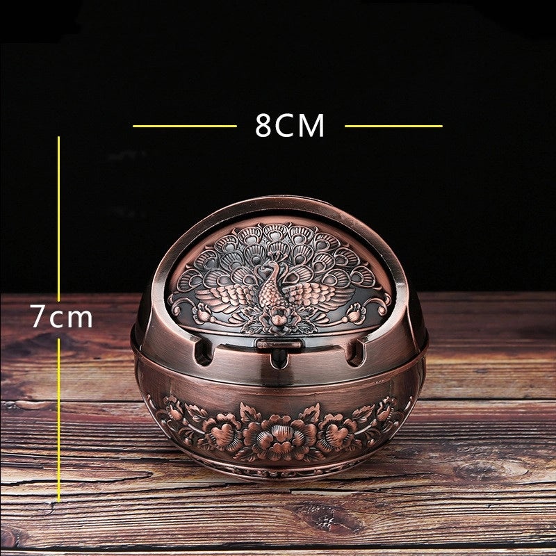 Vintage Elephant Peacock Rose Metal Ashtray Decorative Ornament|Home Decor & Accessories