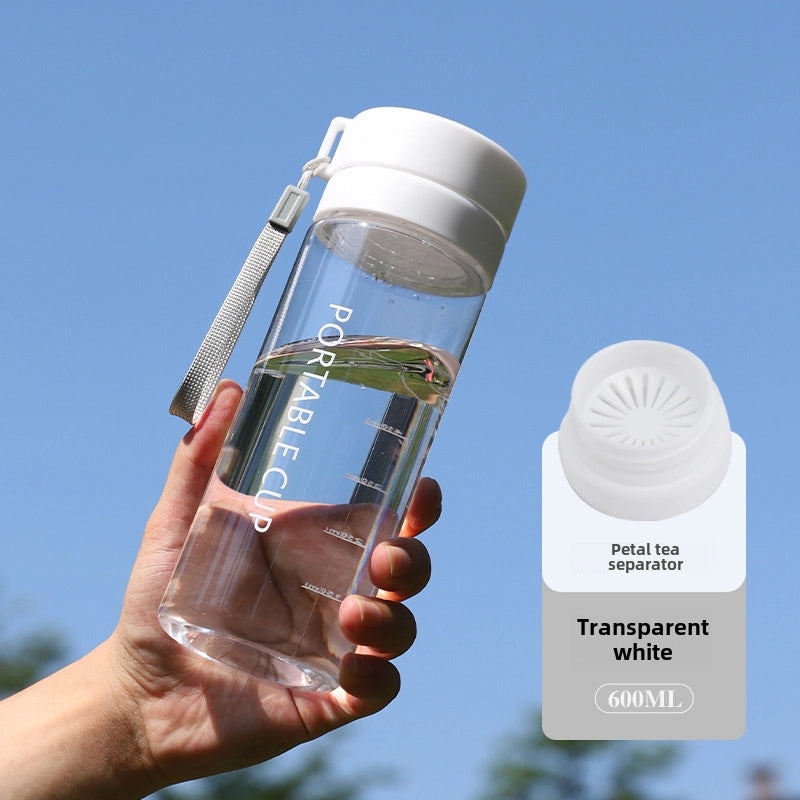 Large-capacity Outdoor Sports Water Bottle with Frosted Plastic Portable Rope Customizable Tea Drain Cup|运动水壶