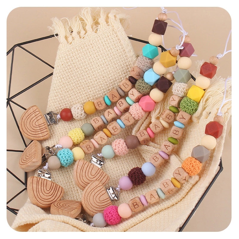 Adorable Letter Beech Wood Silicone Baby Accessories | Baby Teethers & Pacifier Clips