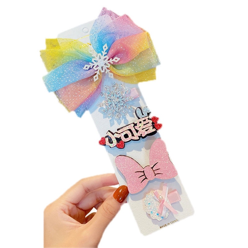 Children's Cartoon Bow Hairpin Set | Kids Hair Accessories