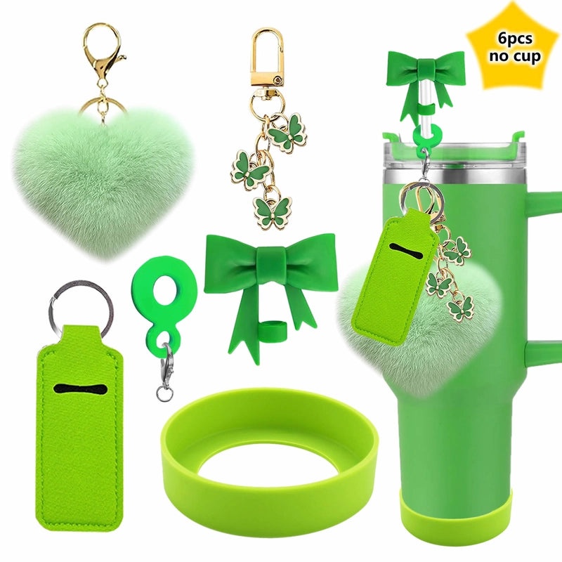 Red Heart Butterfly Bow Knot Silicone Straw Caps, 6-Pack | Drinkware Accessories