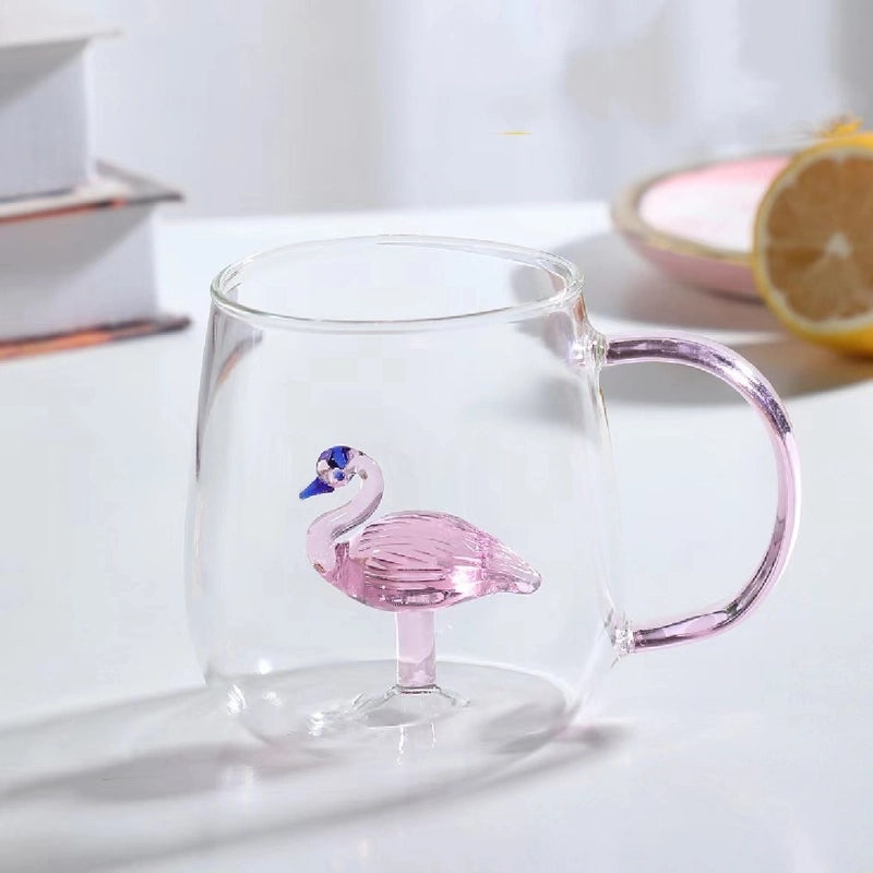 3D Animal Shape Glass Cup with Colorful Handle|Kitchen & Dining