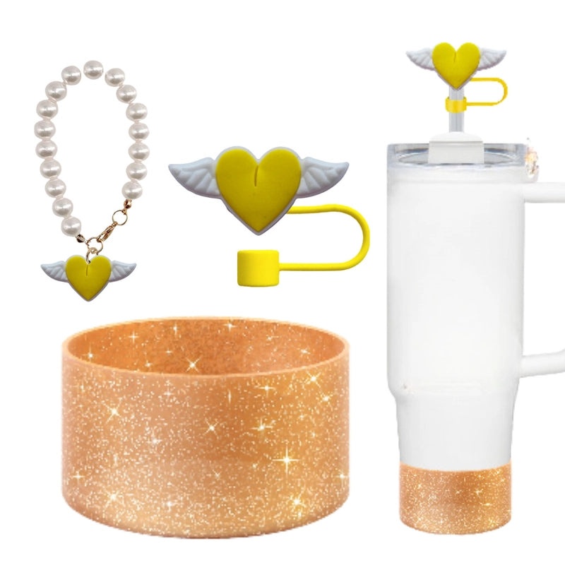 Red Heart Wing Silicone Straw Caps Cute Decorative Drink Accessories 2 or 3 Pieces Set|Drinkware Accessories