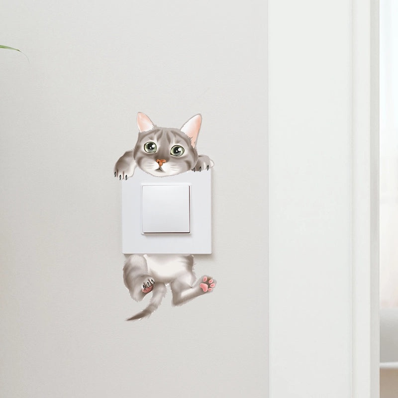 Adorable Cat PVC Wall Switch Sticker Decorative Wall Art|Home Decor Accessories