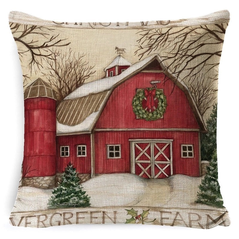 Christmas Linen Pillow Cover for Living Room Office Car Sofa Waist Cushion|Home Decor Cushions