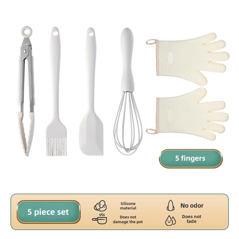 6-piece Silicone Baking Tool Set Cake Scraper Spatula Egg Beater Oil Brush Heat Resistant|Kitchen Baking Utensils