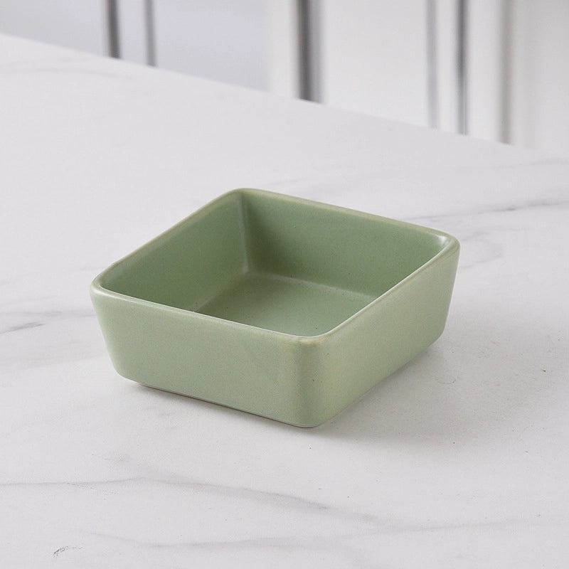 Nordic Ceramic Square Snack Bowl with Bamboo Wooden Tray | Kitchenware & Dining Accessories