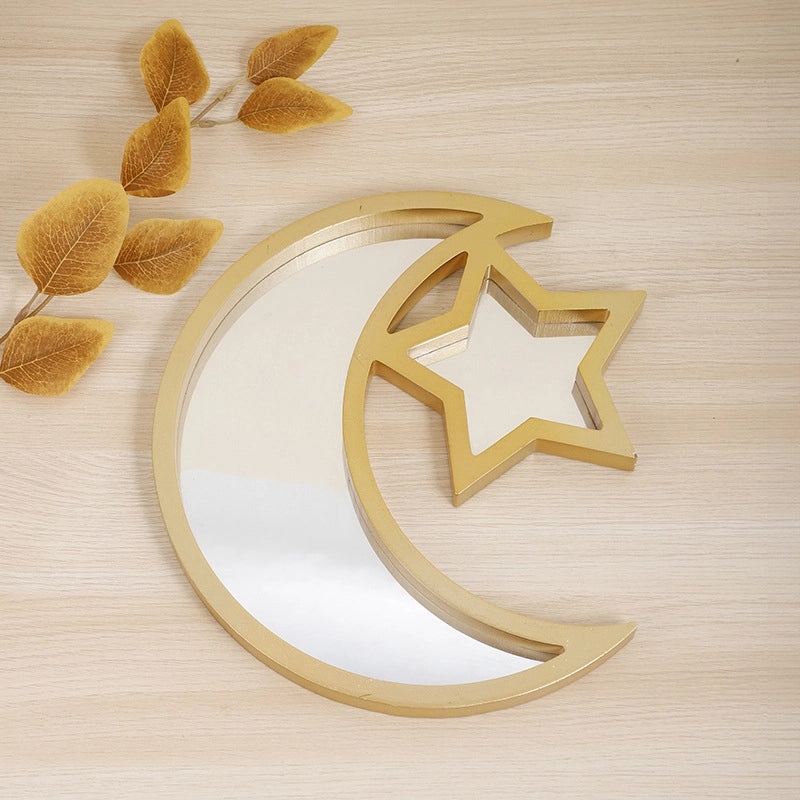 Minimalist Star and Moon Wooden Ornament - 1 Piece | Home Decor