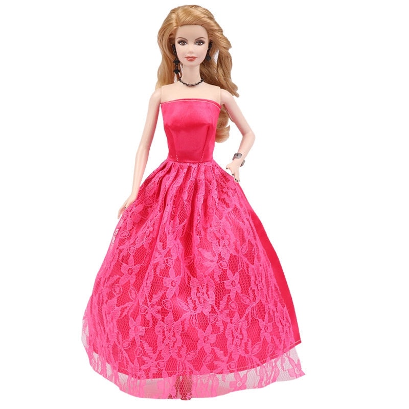 30cm Doll Wedding Dress Princess Tail Evening Gown for Girls Toy Large Half Bag Dress|Doll Clothes
