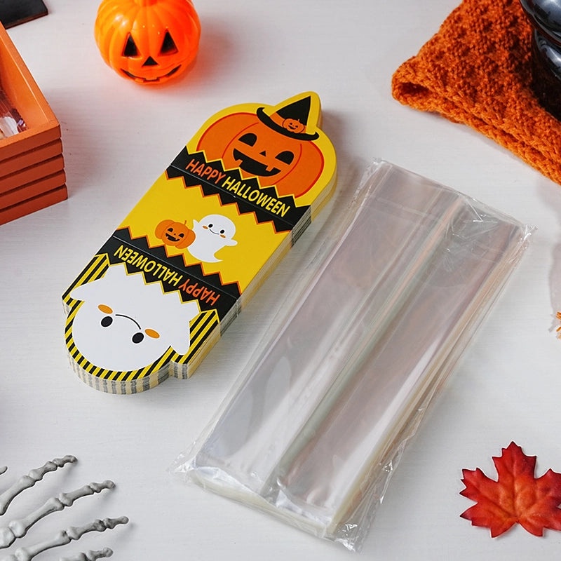 50 Sets Halloween Pumpkin Ghost Treat Bags with Bottom | Halloween Party Supplies