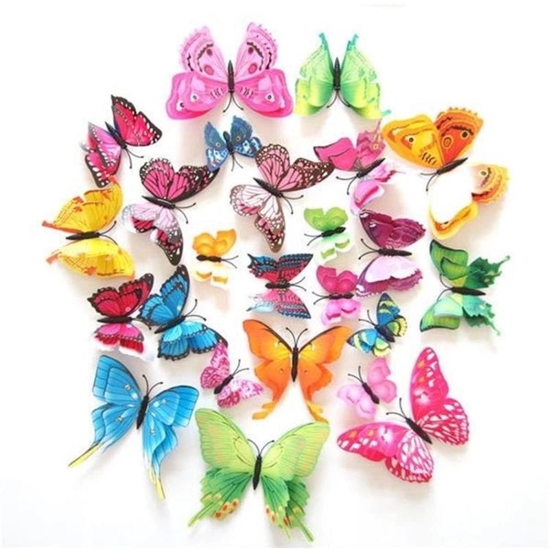 3D Butterfly Wall Stickers with Glue Imitation Decorative Fridge Magnets for Wedding Home Decor|Home Decor & Wall Art