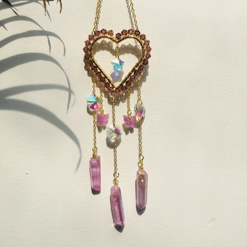 Elegant Heart Crystal Wind Chime for Home Decor|Home & Garden Decor