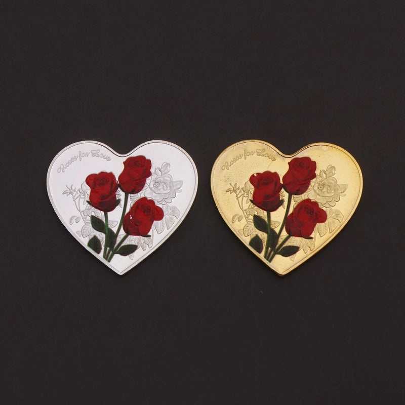 Love Rose Commemorative Coin Badge for Valentine's & Chinese Valentine's Day | Jewelry & Accessories