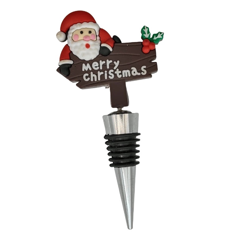Christmas Holiday Wine Stopper with Santa Claus, Christmas Tree, and Elk Design PVC Alloy | Kitchen & Dining
