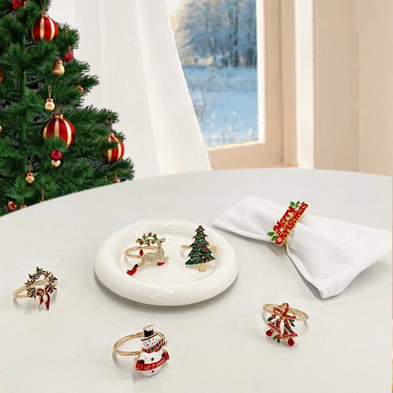 White Floral Napkin Rings Set | Home & Kitchen Tableware