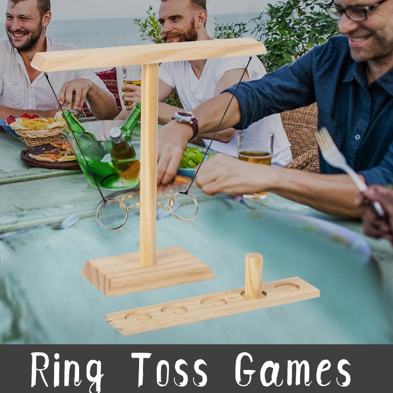 Wooden Ring Toss Game for Two Players | Interactive Hook and Ring Drinking Toy | Party Game | Outdoor Fun | Toys & Games