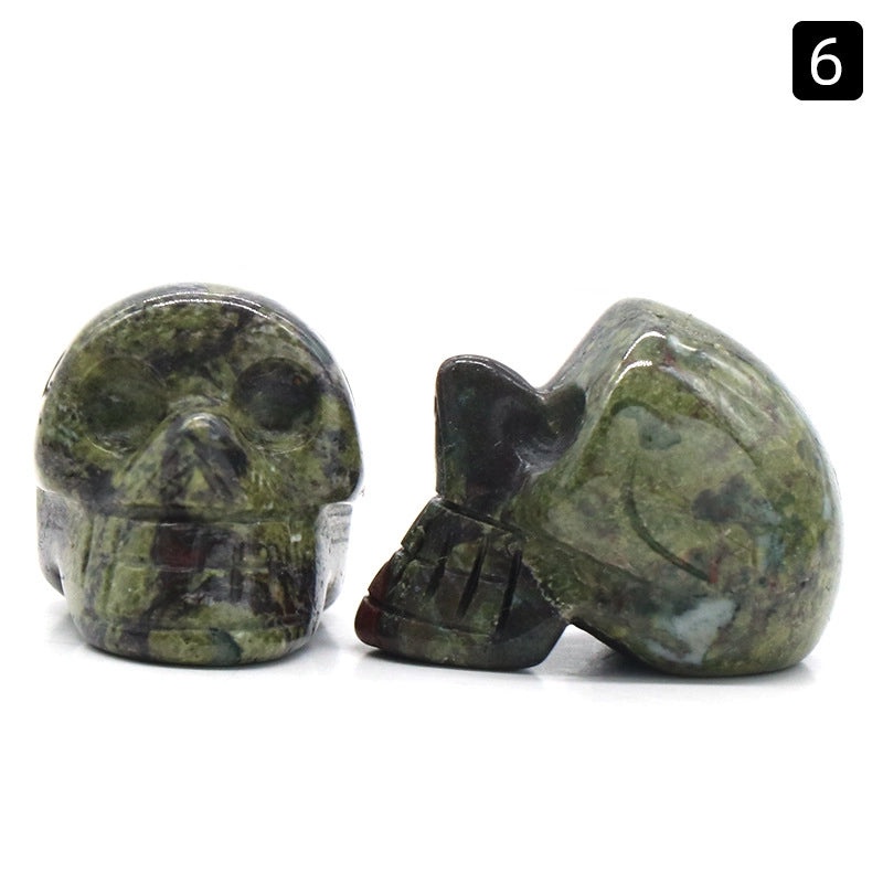 Halloween Vintage Skull Natural Crystal Agate Ornament | Home Decor & Seasonal Accessories