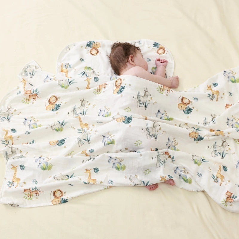 Antibacterial Bamboo Cotton Baby Swaddle Blanket and Bath Towel Set for Newborns Summer Soft Gauze Wrap|Baby Care & Accessories