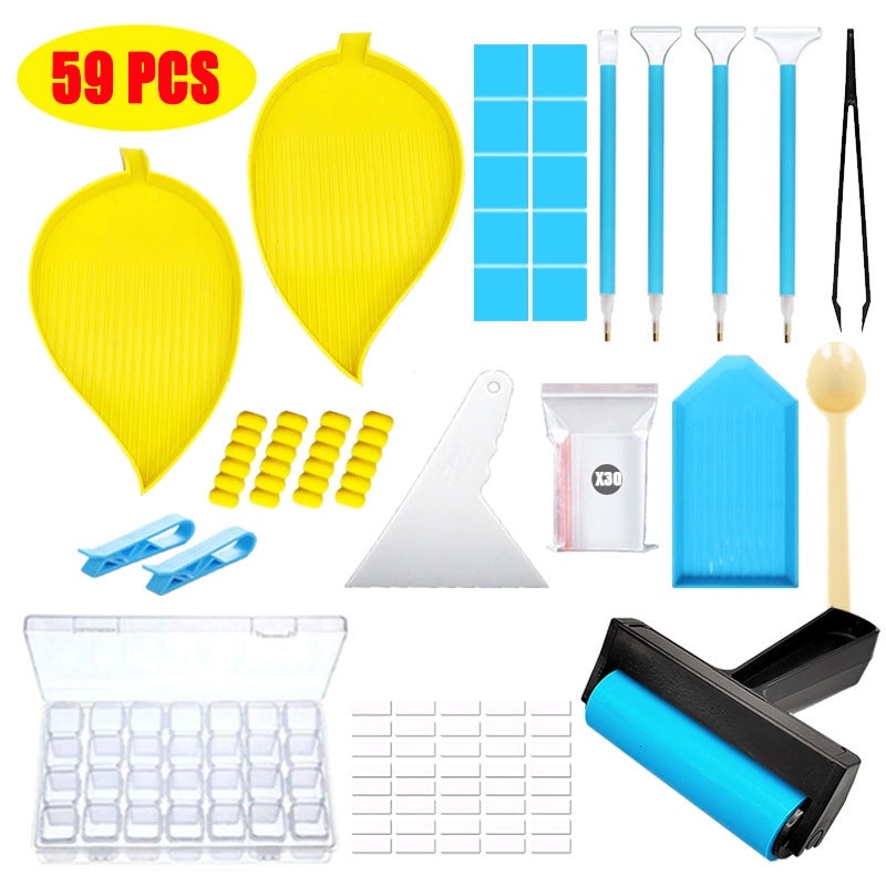 Purple Roller Series DIY Diamond Painting Kit with New Leaf Design 28-Grid Color Storage Box | Arts & Crafts Supplies