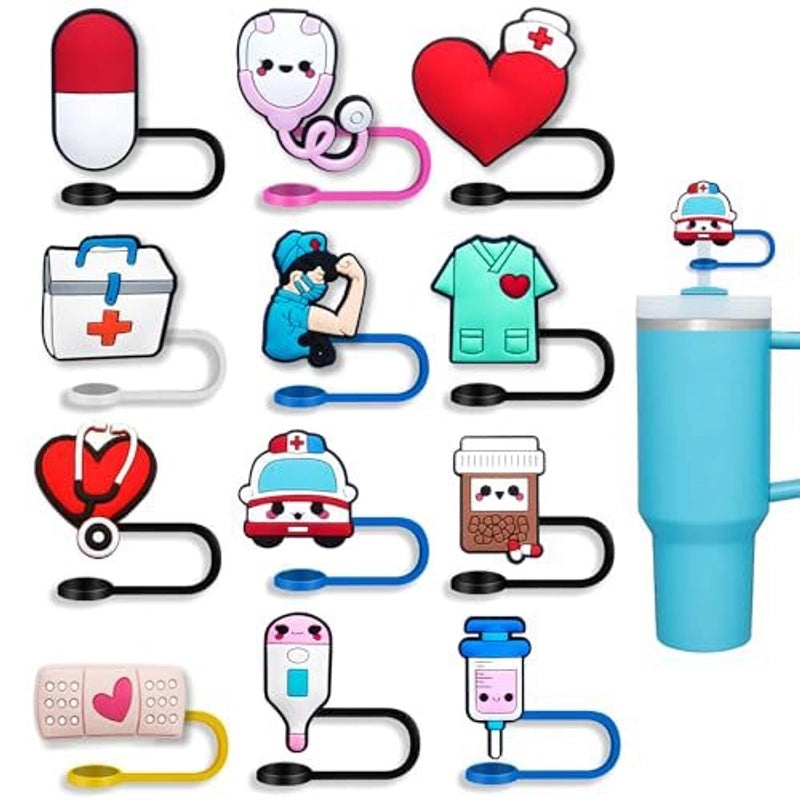 Tropical Animal Fruit Silica Gel Straw Cap Set Cute INS Style | Drinkware Accessories