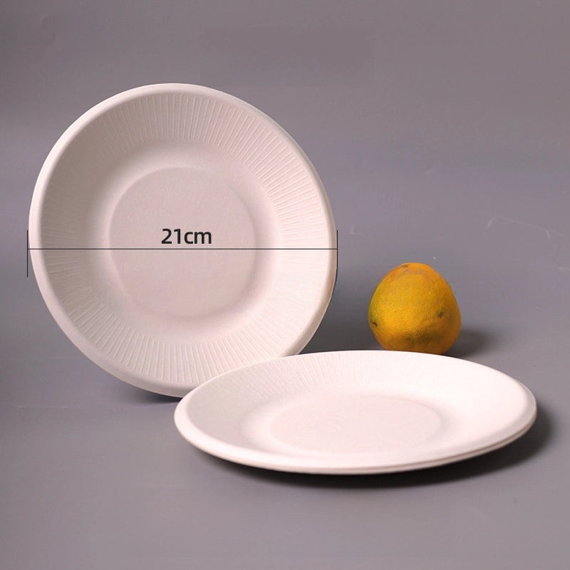 Disposable Biodegradable Sugarcane Pulp Paper Plates Thickened Dinner Plates for BBQ Cake Kindergarten DIY | Party Supplies & Disposable Tablewar