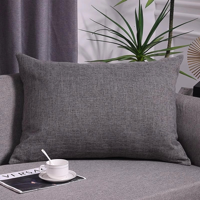 Solid Color Cotton Linen Sofa Cushion Cover Large Back Pillowcase for Living Room Bedside | Home Decor Cushions