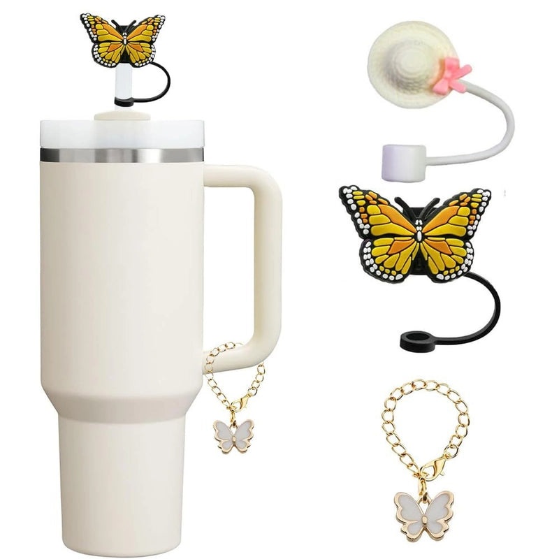 Adorable Butterfly Silicone Straw Cap Set | Drink Accessories