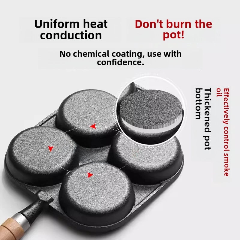 Cast Iron Omelette Pan Deep Non-Stick Egg Hamburger Mold Household Dumpling Pot|Kitchen Cookware