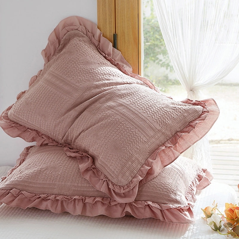 European Style Pure Cotton Waffle Lace Large Pillowcase Envelope Design Non-slip Non-shedding|Home Textiles Bedding